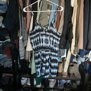 Black and white tie dye romper